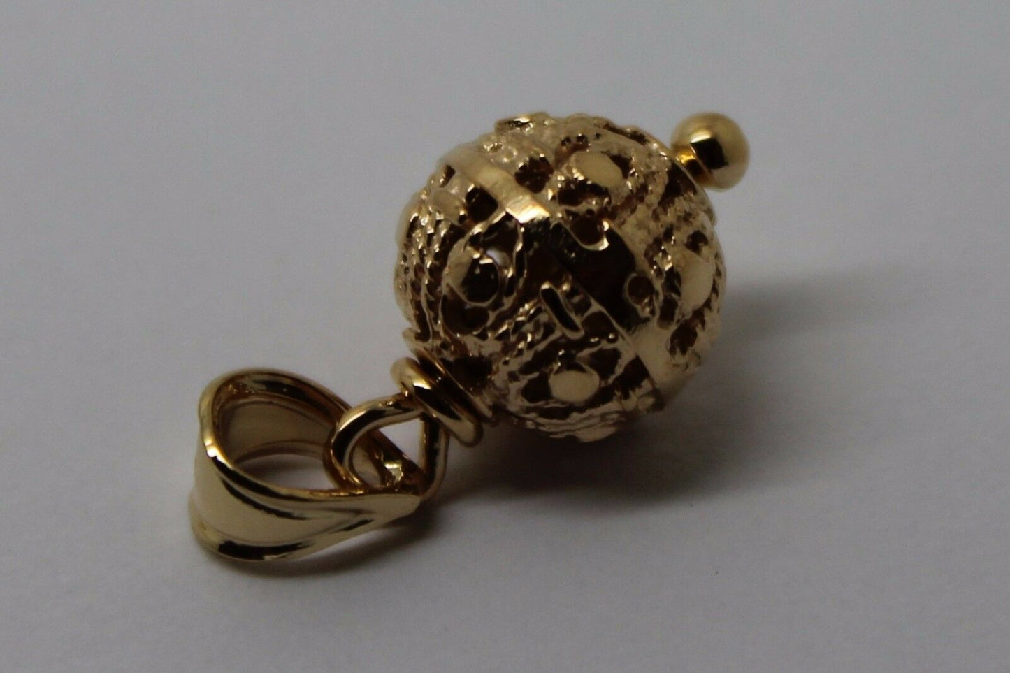 Genuine New 9ct 9k Filigree Yellow, Rose or White Gold Ball 10mm Pendant