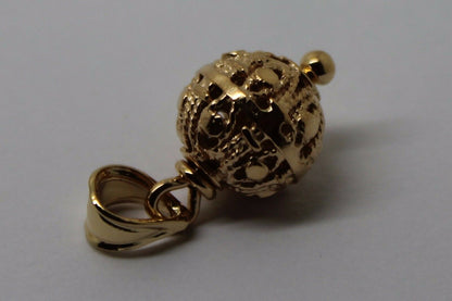 Genuine New 9ct 9k Filigree Yellow, Rose or White Gold Ball 10mm Pendant