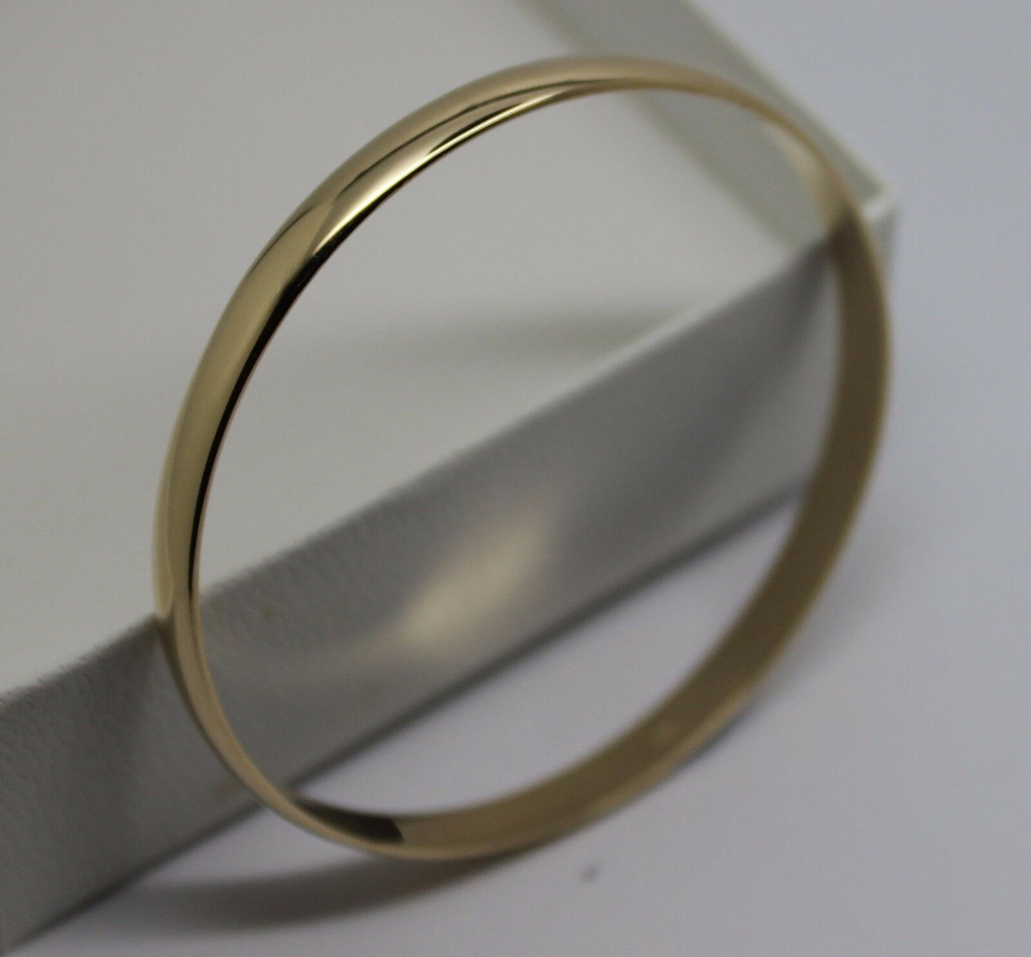 Genuine 9ct 9kt FULL SOLID Heavy Yellow, Rose or White gold 5mm wide half round Bangle 57mm inside diameter