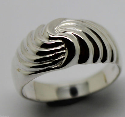 Genuine 9ct 9k 375 Yellow or Rose or White Gold or Sterling Silver Swirl Dress Ring