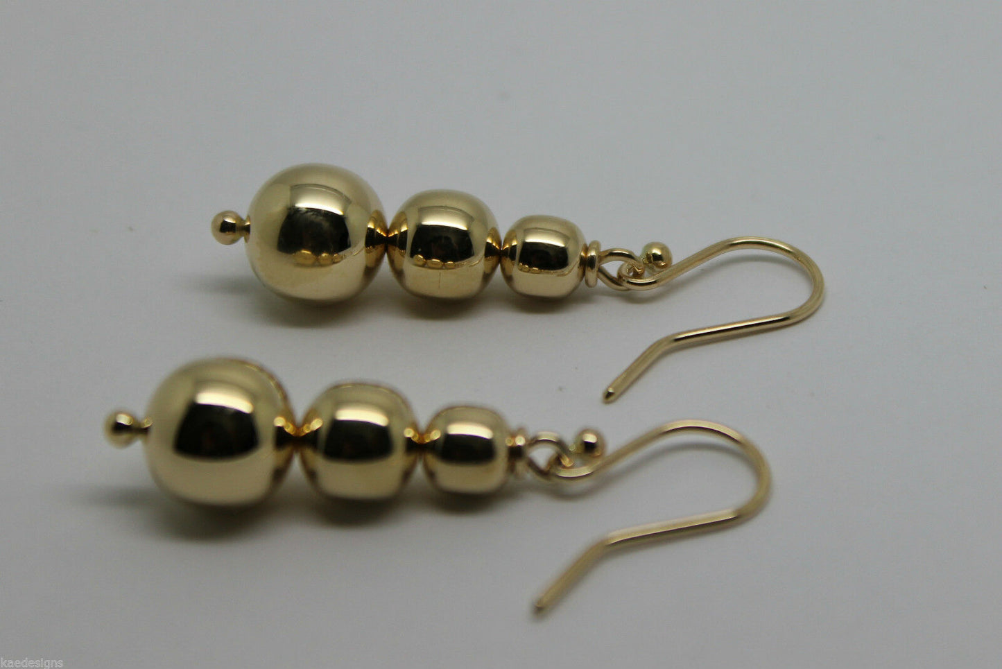 Kaedesigns 9ct 9k 375 Yellow Or White Or Rose Gold 375 Three Ball Drop Ball Earrings