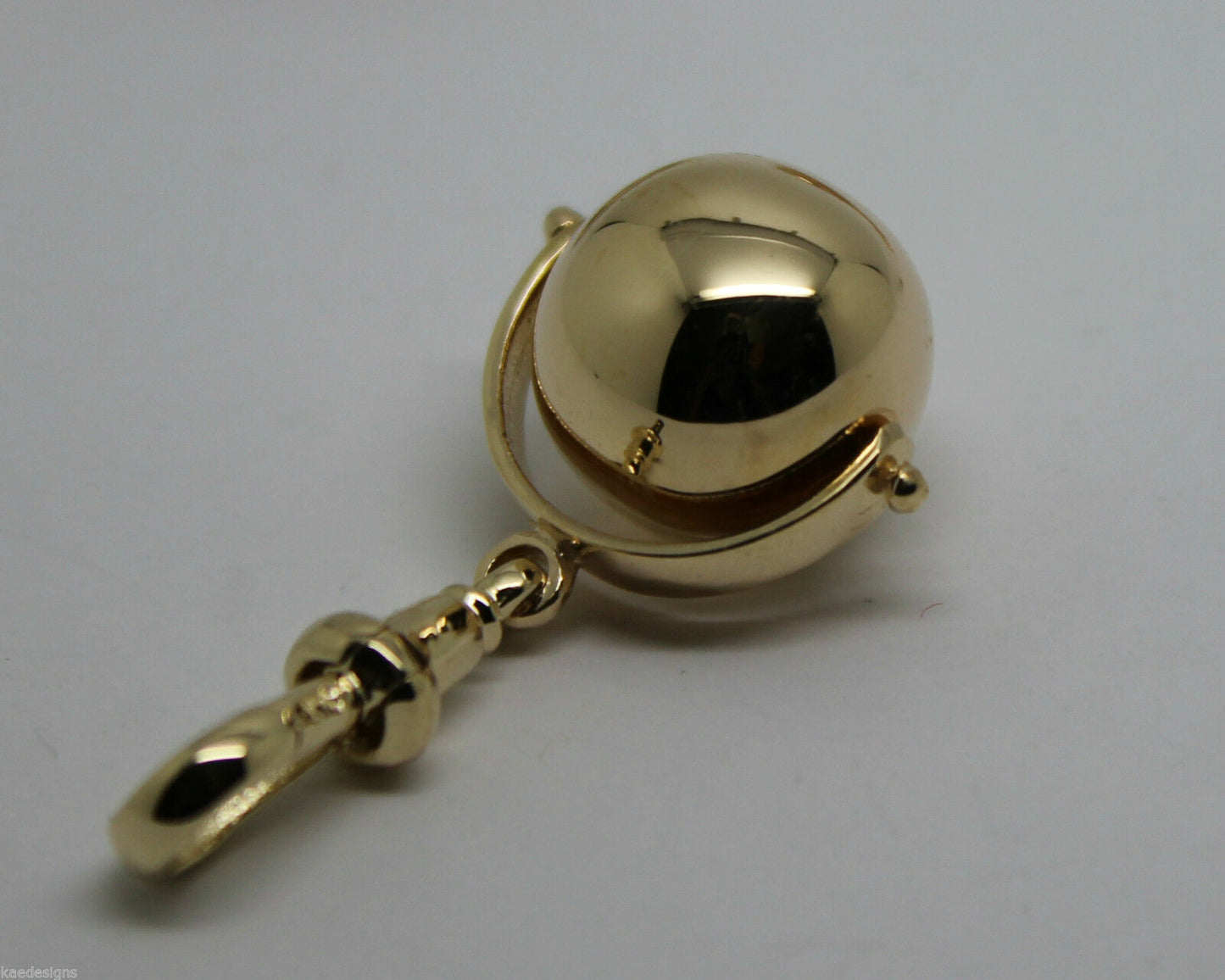 Genuine 9ct Yellow or Rose or White Gold Plain 14mm Ball Spinner with Swivel Clasp