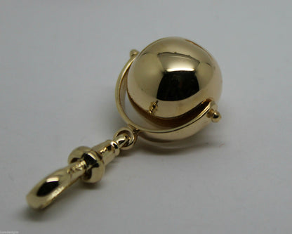 Genuine 9ct Yellow or Rose or White Gold Plain 14mm Ball Spinner with Swivel Clasp