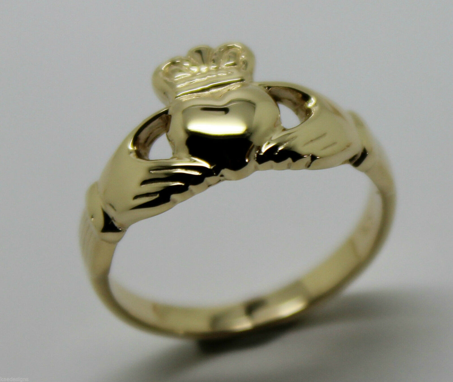 Genuine 9ct 375 Solid Yellow, Rose or White Gold Claddagh Celtic Friendship Ring In Your (Sizes L to S)