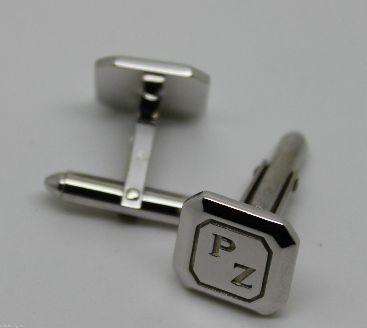 Genuine 9ct 9K Full Solid Custom Made Heavy Engraved Cufflinks White Gold