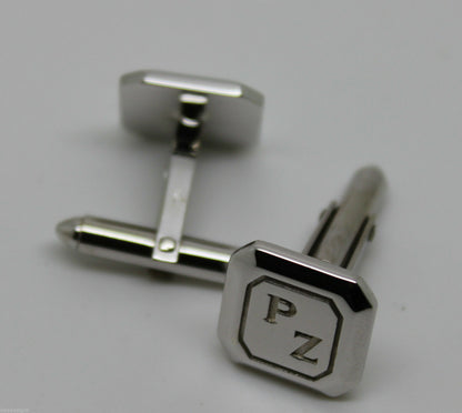 Genuine 9ct 9K Full Solid Custom Made Heavy Engraved Cufflinks White Gold