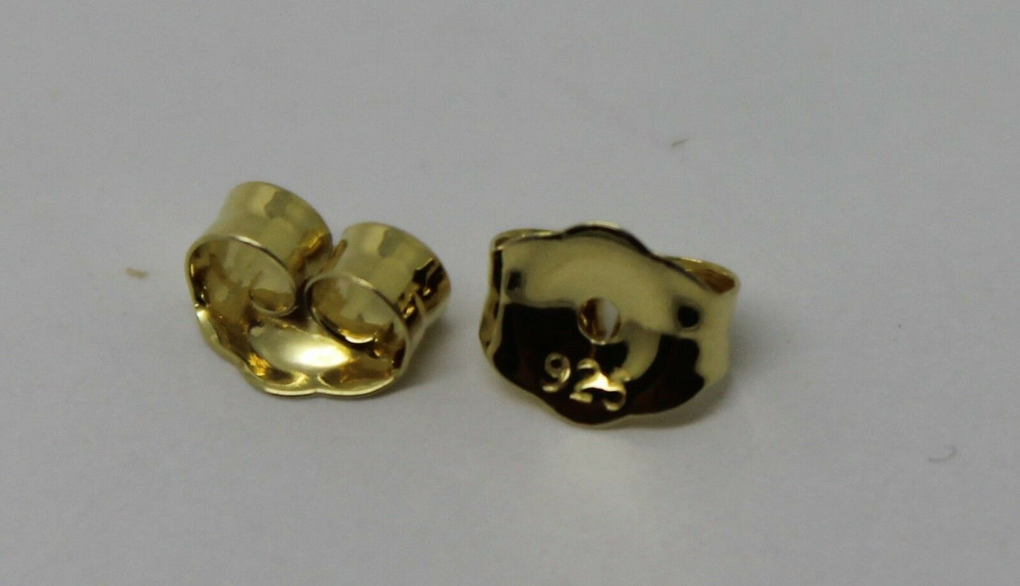Kaedesigns SGP Yellow Gold Plated Sterling Silver 925 Earrings Butterfly Backs 4.8mm