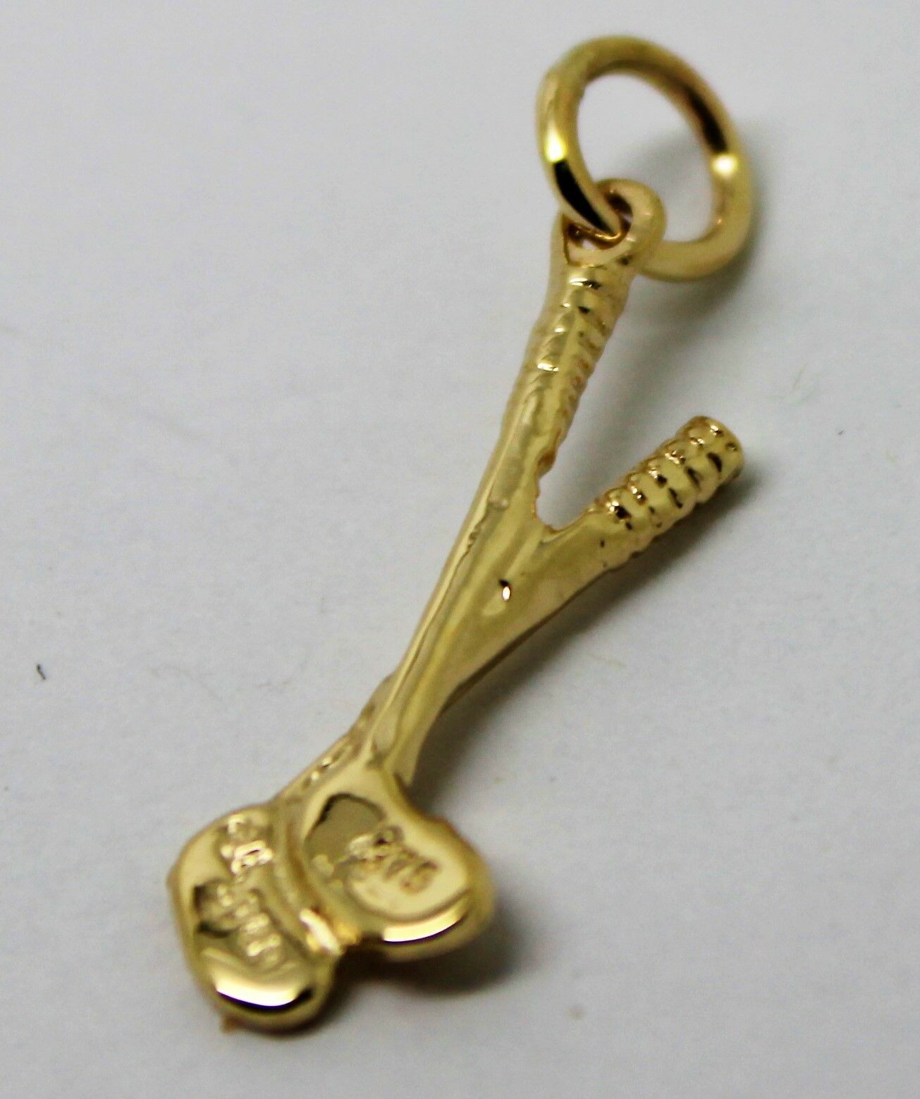 Solid 9ct 9k Yellow Or Rose Or White Gold Golf Clubs Or Hockey Bat Charm / Pendant