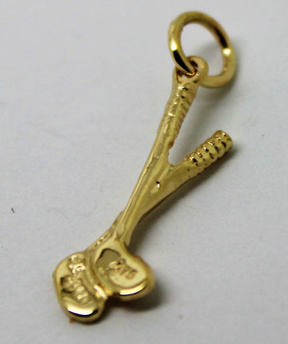 Solid 9ct 9k Yellow Or Rose Or White Gold Golf Clubs Or Hockey Bat Charm / Pendant