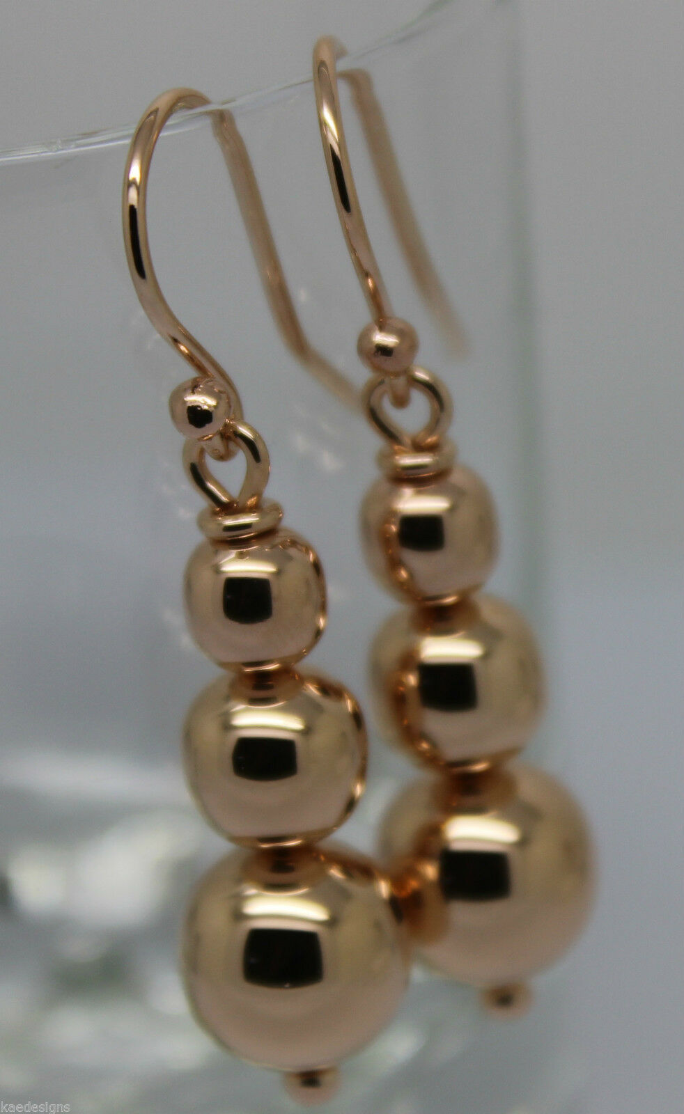 Kaedesigns 9ct 9k 375 Yellow Or White Or Rose Gold 375 Three Ball Drop Ball Earrings