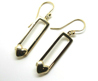 Genuine 9ct 9k 375 Yellow, Rose or White Gold Heart Drop Hook Earrings