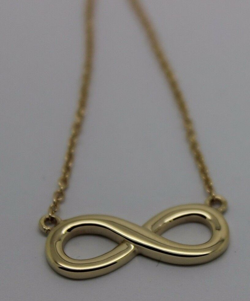Kaedesigns 9ct 9k 375 Solid Yellow Gold Infinity Long 56cm Belcher Necklace