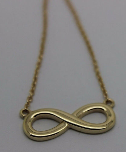 Kaedesigns 9ct 9k 375 Solid Yellow Gold Infinity Long 56cm Belcher Necklace