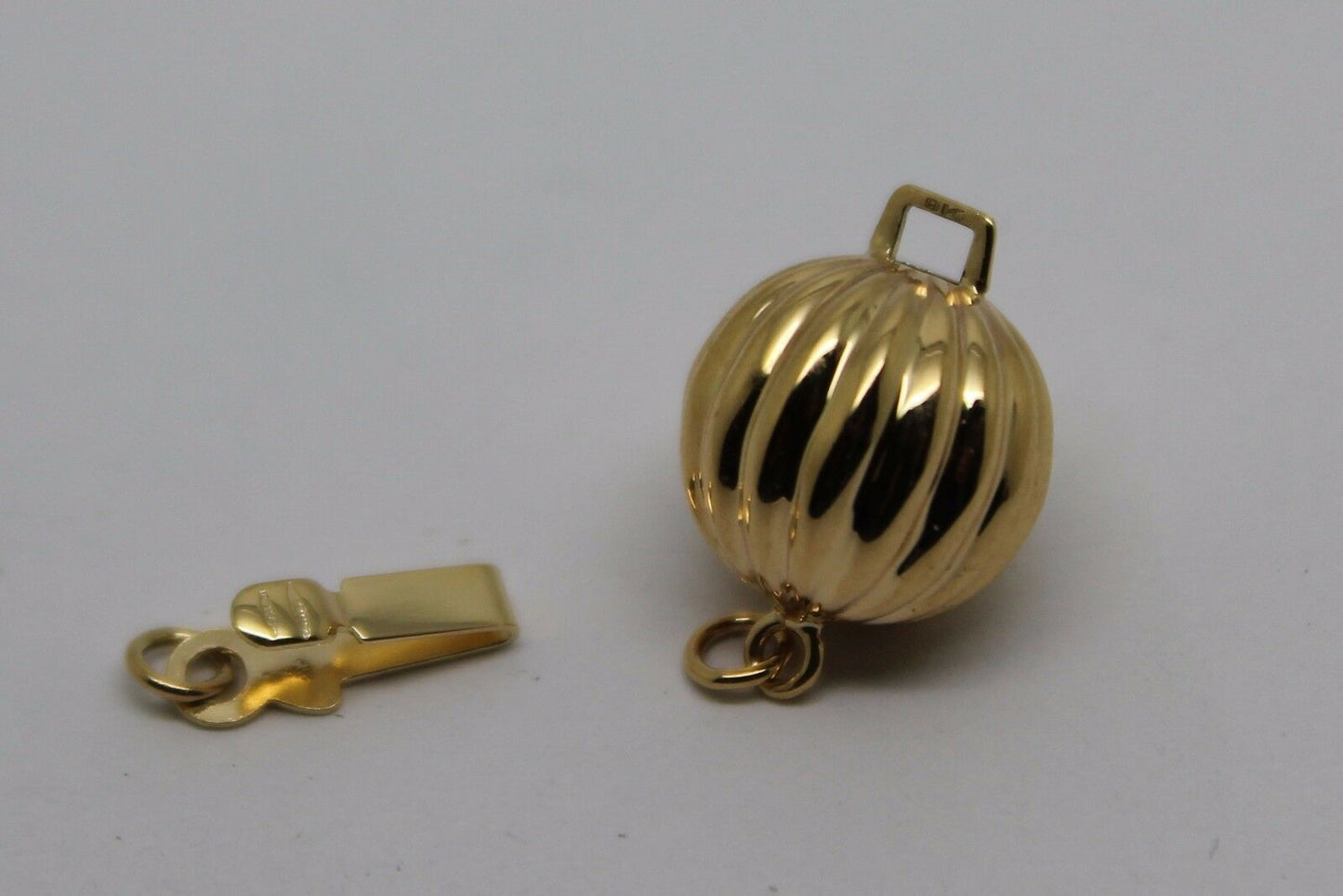 Genuine 9ct Yellow Gold 6mm, 7mm, 8mm, 10mm, 12mm Corrugated Ball Pearl Clasp