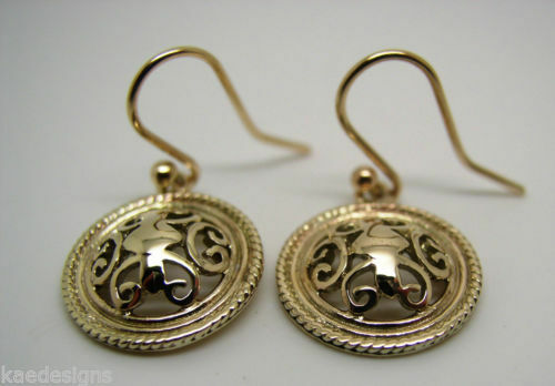 Kaedesigns, Heavy 9ct Yellow Or White Or Rose Gold  Filigree Round Hook Earrings