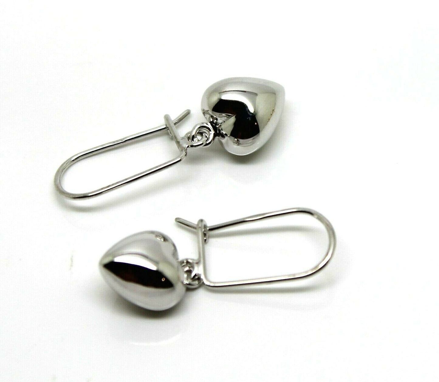 Kaedesigns  9ct Yellow, Rose or  White Gold Dangle Puffed Heart Closed Hooks Earrings