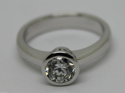 Genuine Cubic Zirconia 9ct Solid White Gold  Ring Size Q