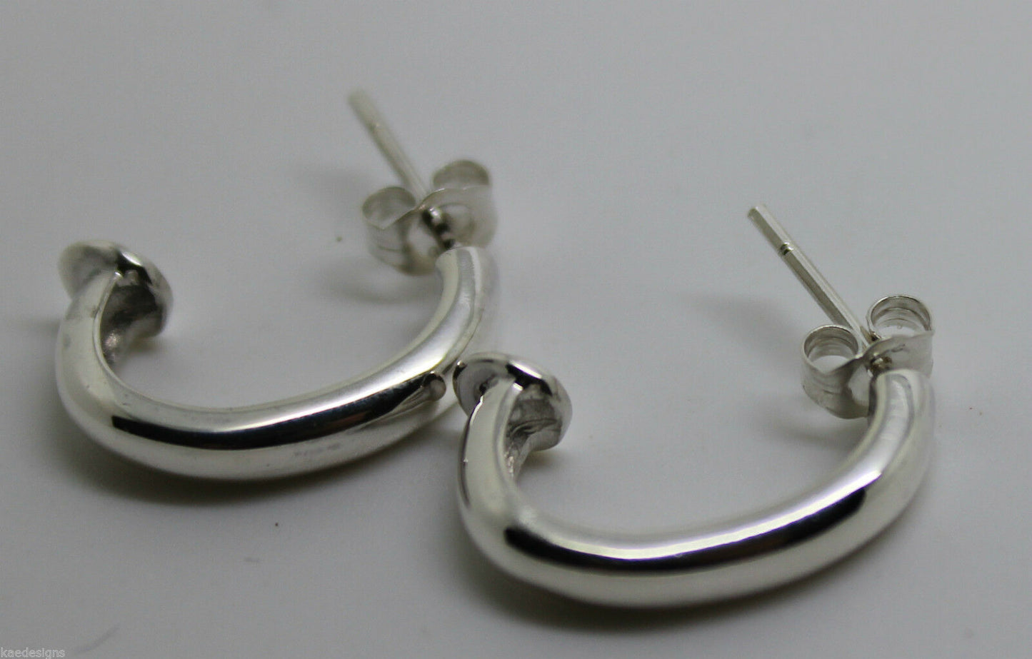 Genuine Sterling Silver 925 C Stud Earrings Butterfly Backs