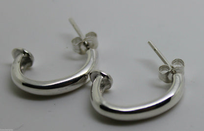 Genuine Sterling Silver 925 C Stud Earrings Butterfly Backs