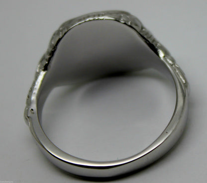 Genuine Solid Large Mens 9ct White Gold Square Engraved Signet Ring Size V