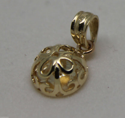 Genuine Solid 9ct Yellow Or Rose Or White Gold Half Ball Filigree Flower Pendant