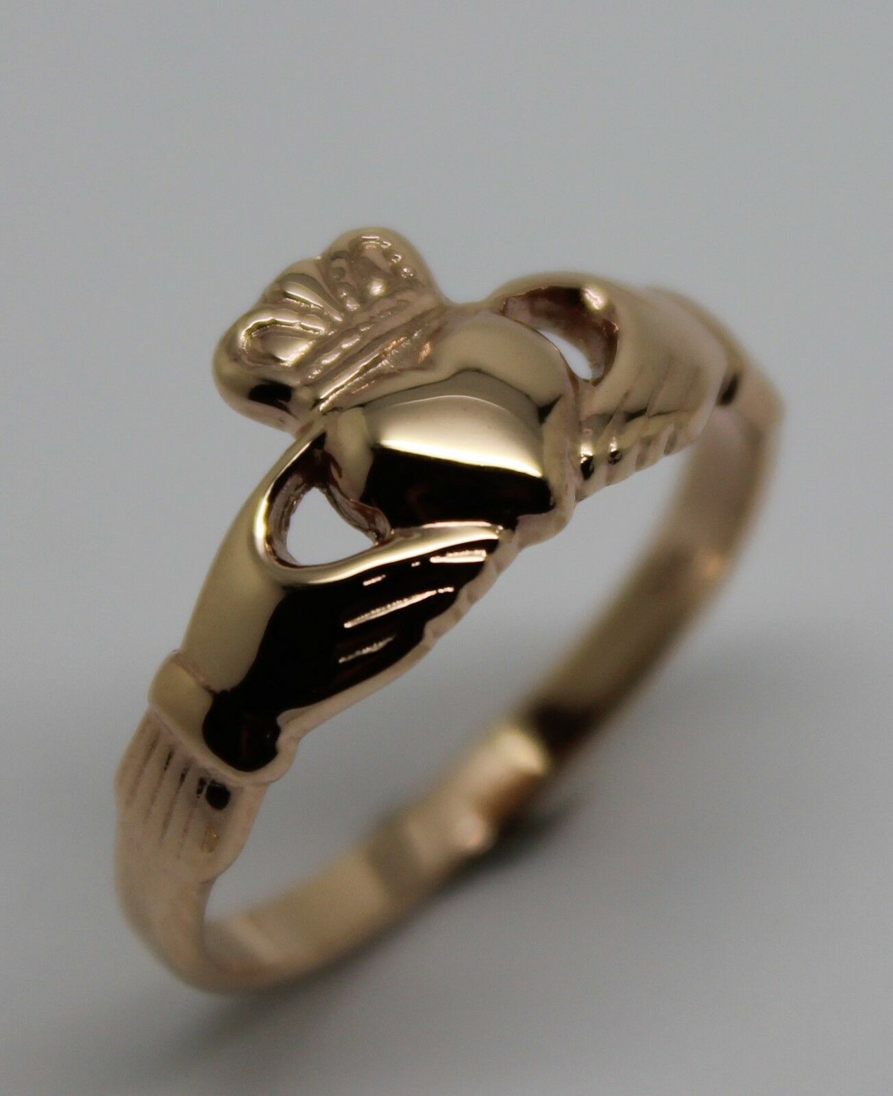 Genuine 9ct 375 Solid Yellow, Rose or White Gold Claddagh Celtic Friendship Ring In Your (Sizes L to S)
