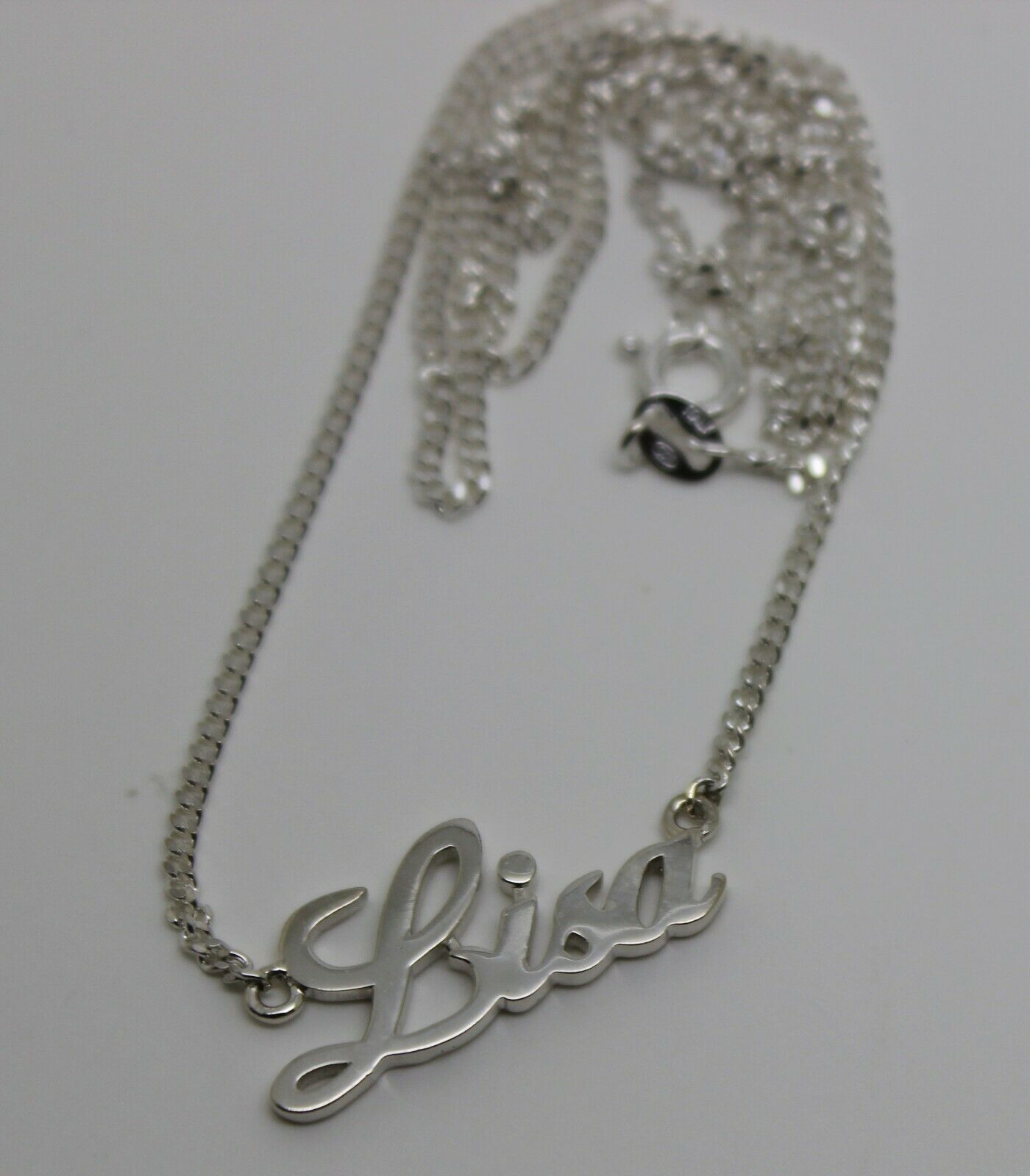 Genuine Sterling Silver 925 Curb Link Chain Lisa Name Plate