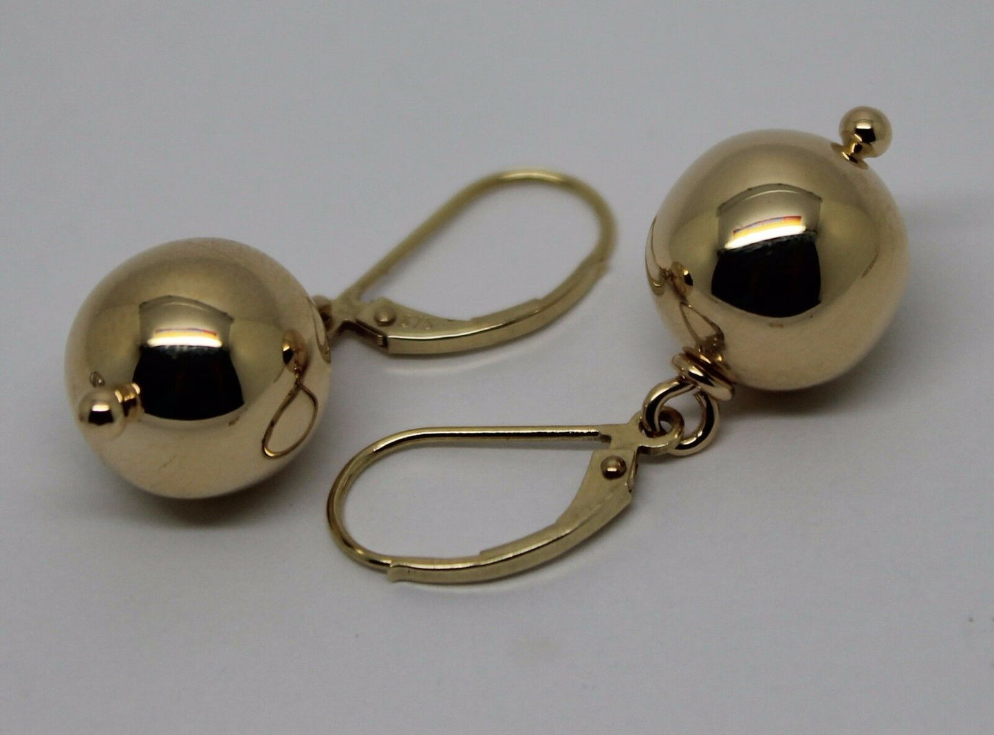 Kaedesigns 9ct 9k 375 Yellow, Rose or White Gold Continental Hooks 12mm Ball Plain Earrings