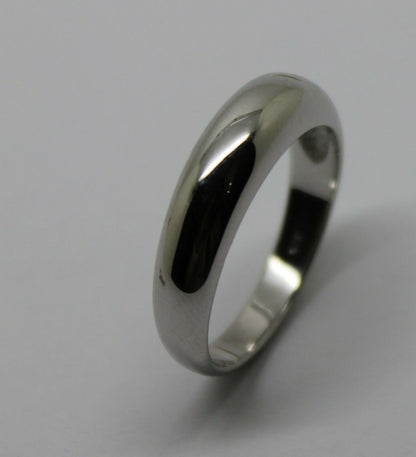 Size P Genuine 9ct White Gold Full Solid 5mm Dome Ring