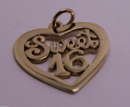 Kaedesigns Genuine 9ct Yellow or Rose or White Gold or Silver Sweet 16 Pendant