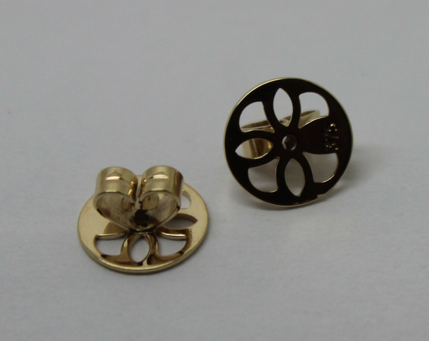 Genuine 9ct or 18ct Yellow or White Gold Filigree Disc Earrings Butterfly Backs