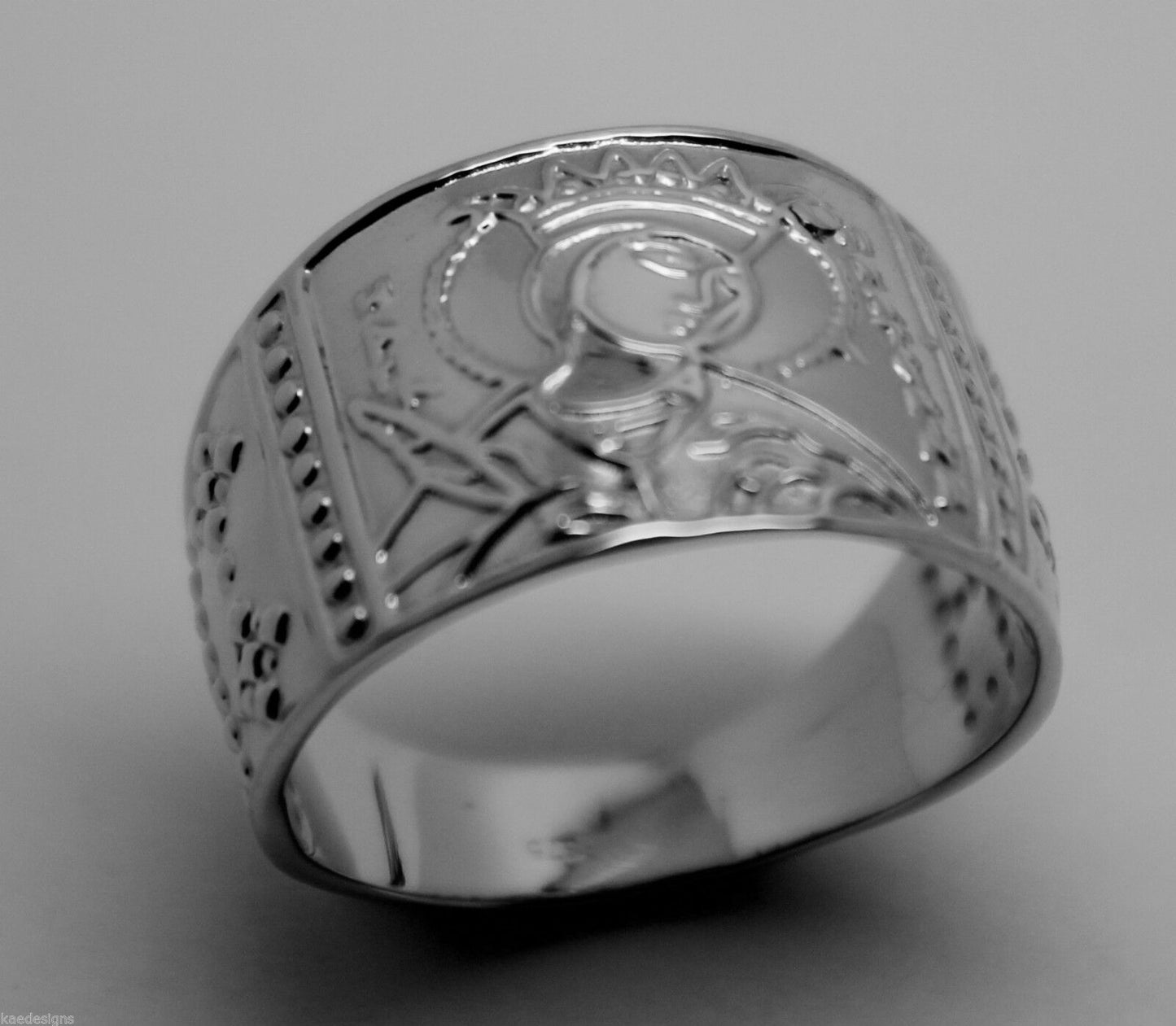 Genuine Solid 9ct 9k 375 White Or Rose Or Yellow Gold St Saint Catherine Ring