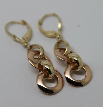 Kaedesigns 9ct Rose & Yellow Gold 10mm Circle Belcher Earrings Continental Hooks