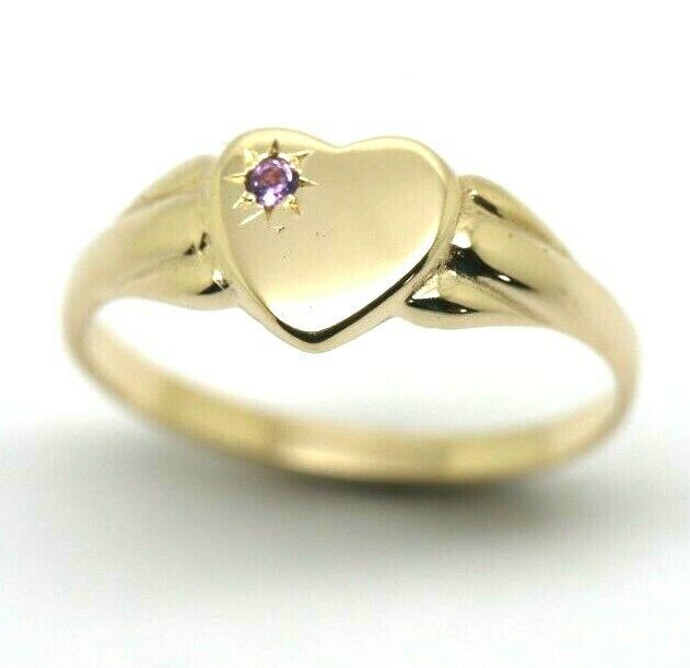 Genuine 9ct 9K Yellow, Rose or White Gold 375, Amethyst (Birthstone Of February) Signet Ring