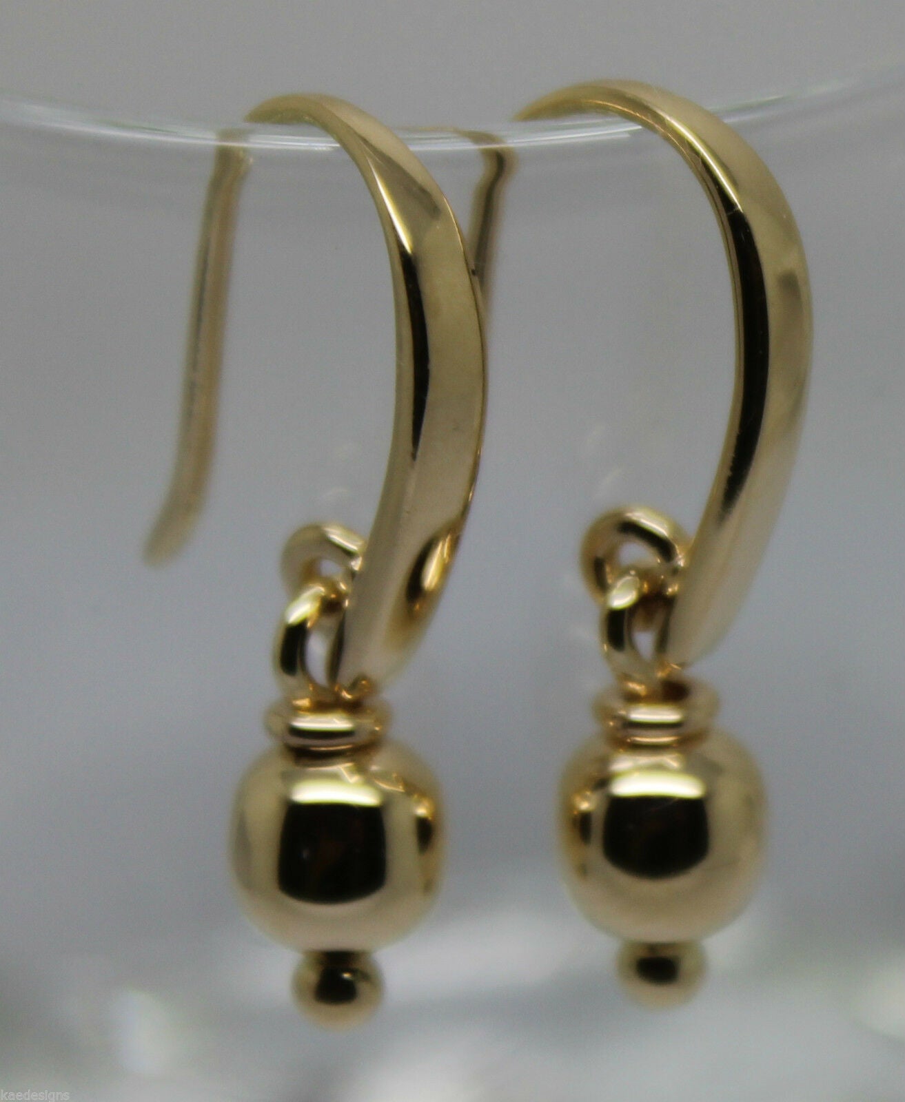 Kaedesigns, Genuine 9ct 9k 375 Yellow Or Rose Or White Gold 6mm Ball Drop Earrings
