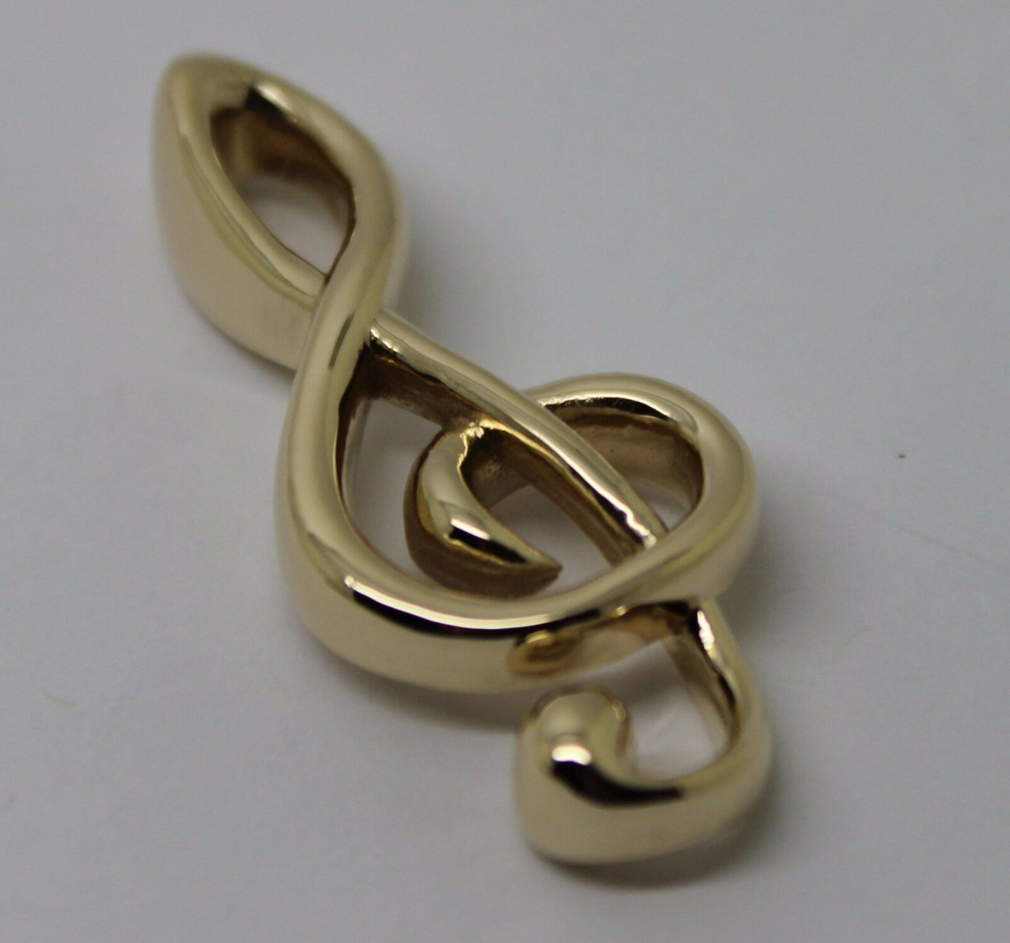 Heavy Solid 9ct Yellow or Rose or White Gold Treble Clef Music Note pendant