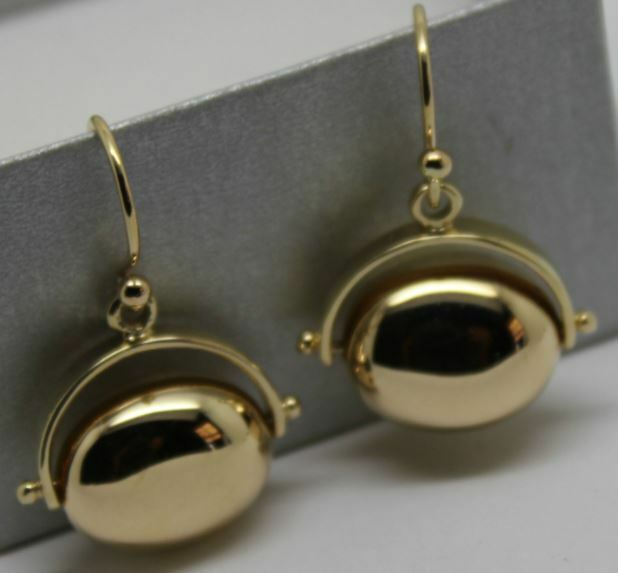 Genuine 9ct Yellow Or White Or Rose Gold 375 Heavy Large Oval Spinner Earrings