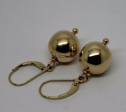 Kaedesigns 9ct 9k 375 Yellow, Rose or White Gold Continental Hooks 12mm Ball Plain Earrings