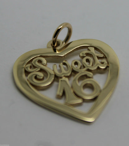 Kaedesigns Genuine 9ct Yellow or Rose or White Gold or Silver Sweet 16 Pendant