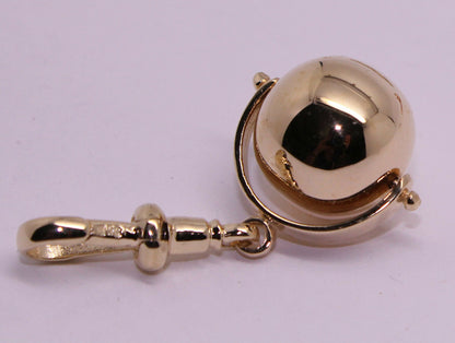 Genuine 9ct Yellow or Rose or White Gold Plain 14mm Ball Spinner with Swivel Clasp