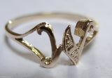 Genuine Delicate 9ct Yellow, Rose or White Gold Initial Ring W