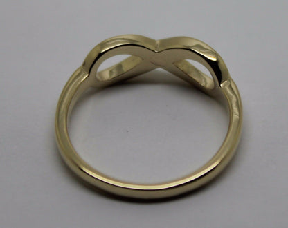Genuine 9ct 9k 375 Yellow, Rose or White Gold Solid Infinity Ring Size J