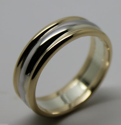 Genuine Full Solid 9ct White & Yellow Gold Heavy Band Ring Size X