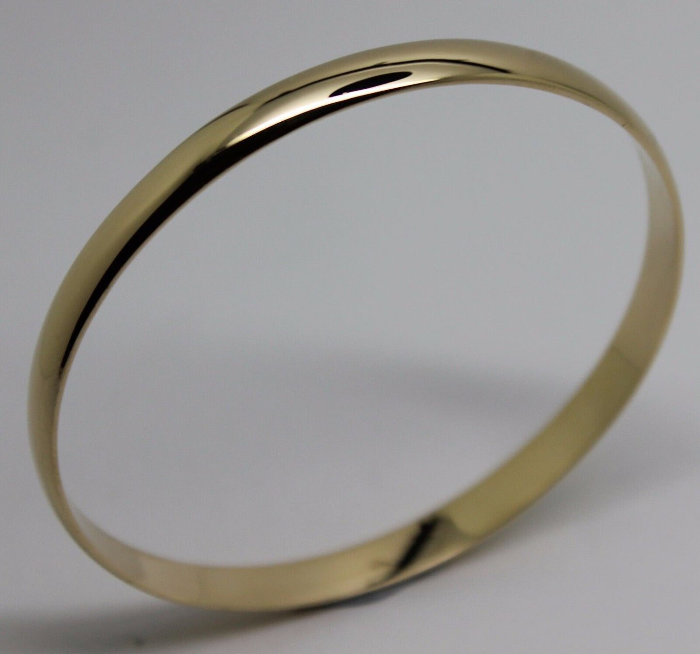 Genuine 9ct 9kt FULL SOLID Heavy Yellow, Rose or White gold 5mm wide half round Bangle 57mm inside diameter