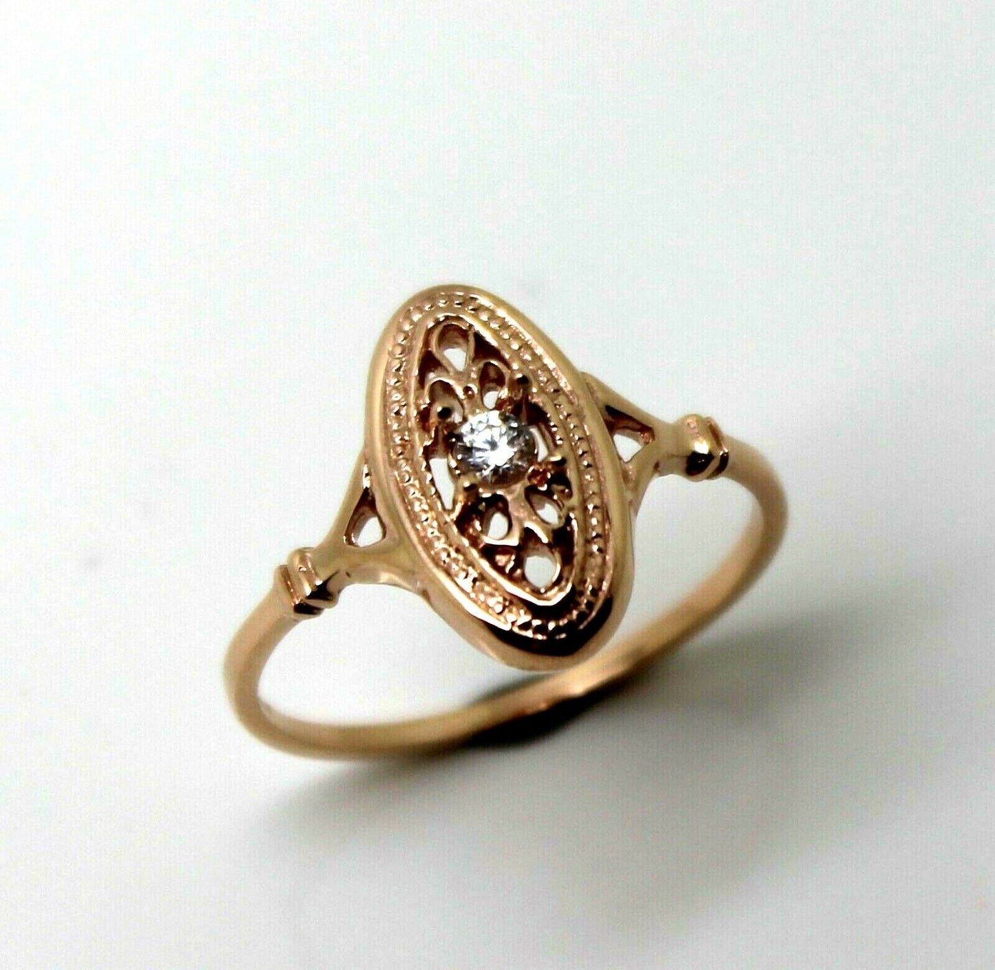 Kaedesigns Genuine 9ct 9k Yellow, Rose or White Gold Delicate White Sapphire Filigree Ring