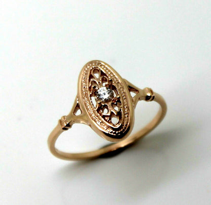 Kaedesigns Genuine 9ct 9k Yellow, Rose or White Gold Delicate White Sapphire Filigree Ring