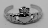Solid Sterling Silver Irish Claddagh Toe Ring *Free Post In Oz
