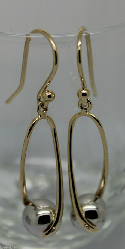 Kaedesigns Genuine 9ct 9kt 375 Yellow & White Gold 8mm Ball Drop Earrings