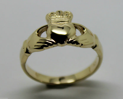 Genuine 9ct 375 Solid Yellow, Rose or White Gold Claddagh Celtic Friendship Ring In Your (Sizes L to S)