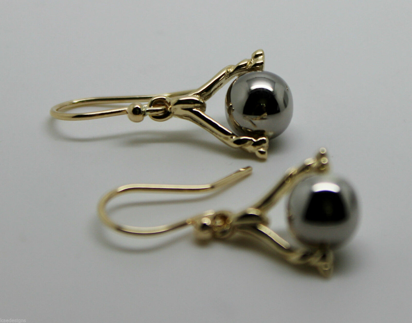 Genuine 9ct 9K 375 Solid Yellow And White Gold Plain Ball Spinner Earrings 435